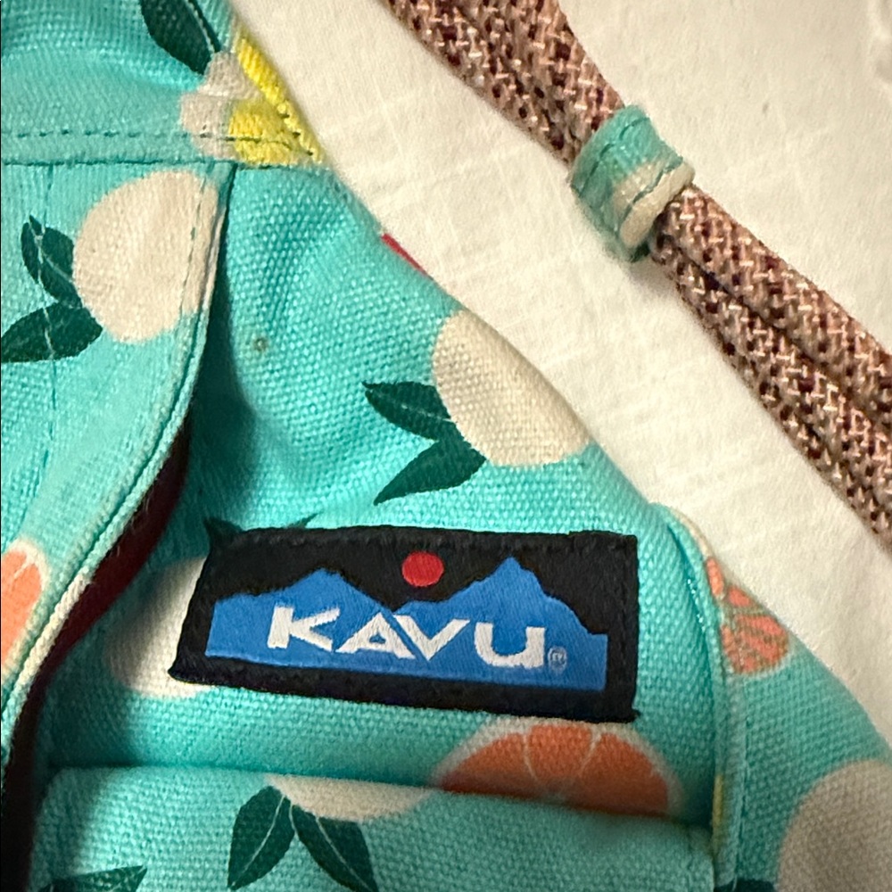 KAVU Teal Sling Bag with Colorful Fruit Design - Picture 2 of 4